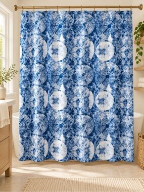 Blue Tie-Dye Circle Shower Curtain - Home Bath